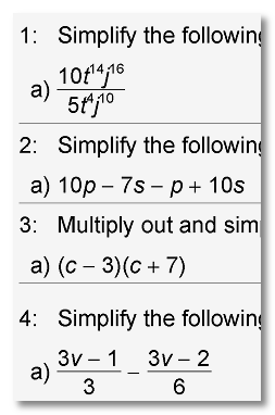 Worksheet fragment 1